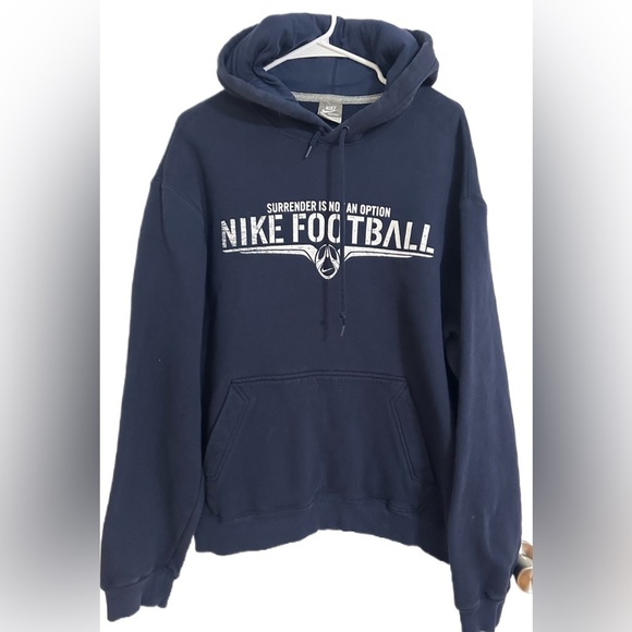 Nike Men's Blue Football Hoodie "Surrender Is Not An Option" Size L - Picture 2 of 7